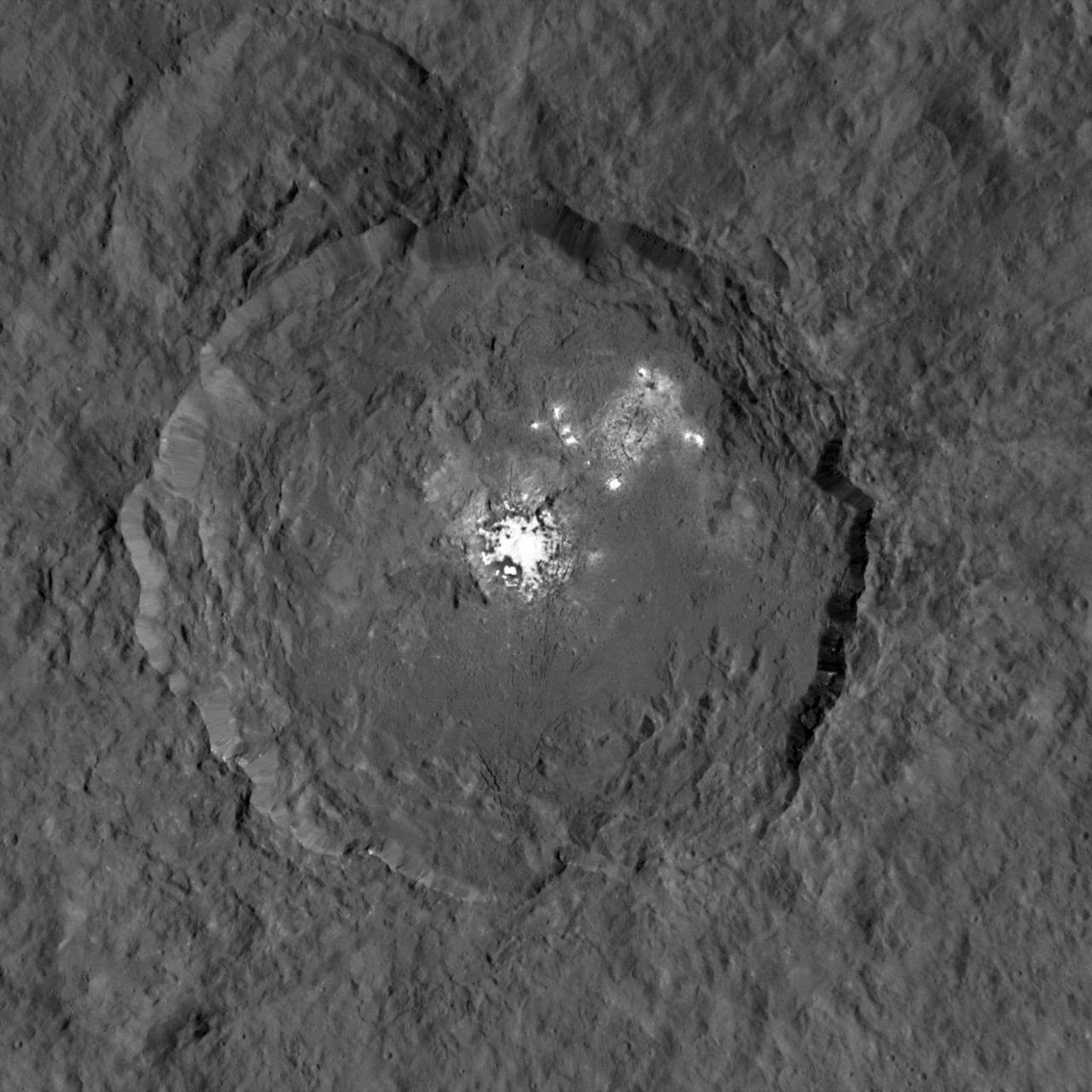 Mysterious bright spot in question. NASA, Dawn Mission.