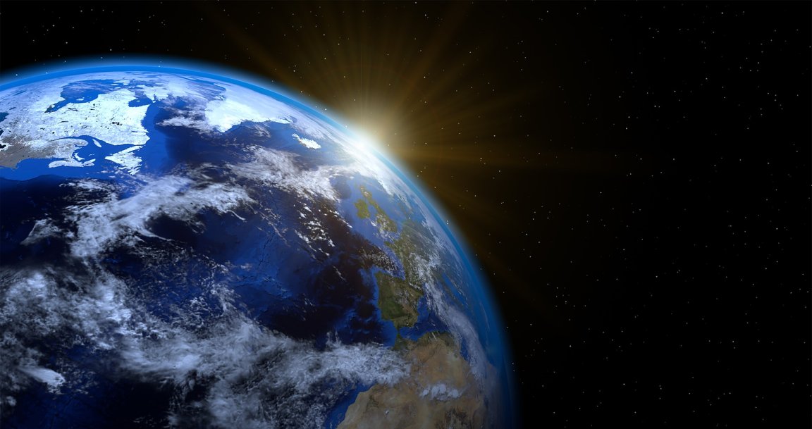 Sunrise over Earth from space