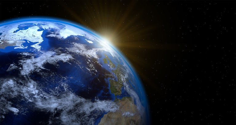 Sunrise over Earth from space