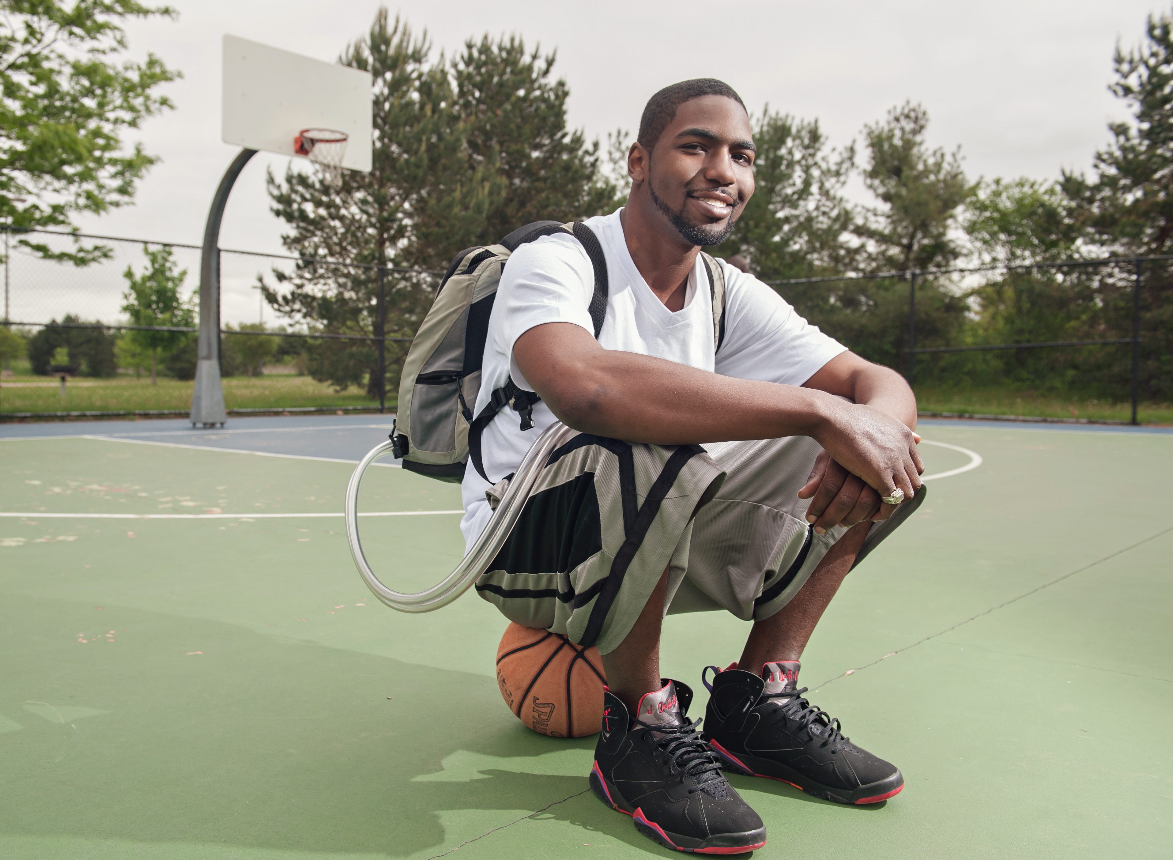 Stan Larkin, 25, carried a blood pumping device in his backpack while waiting for a heart replacement. University of Michigan.