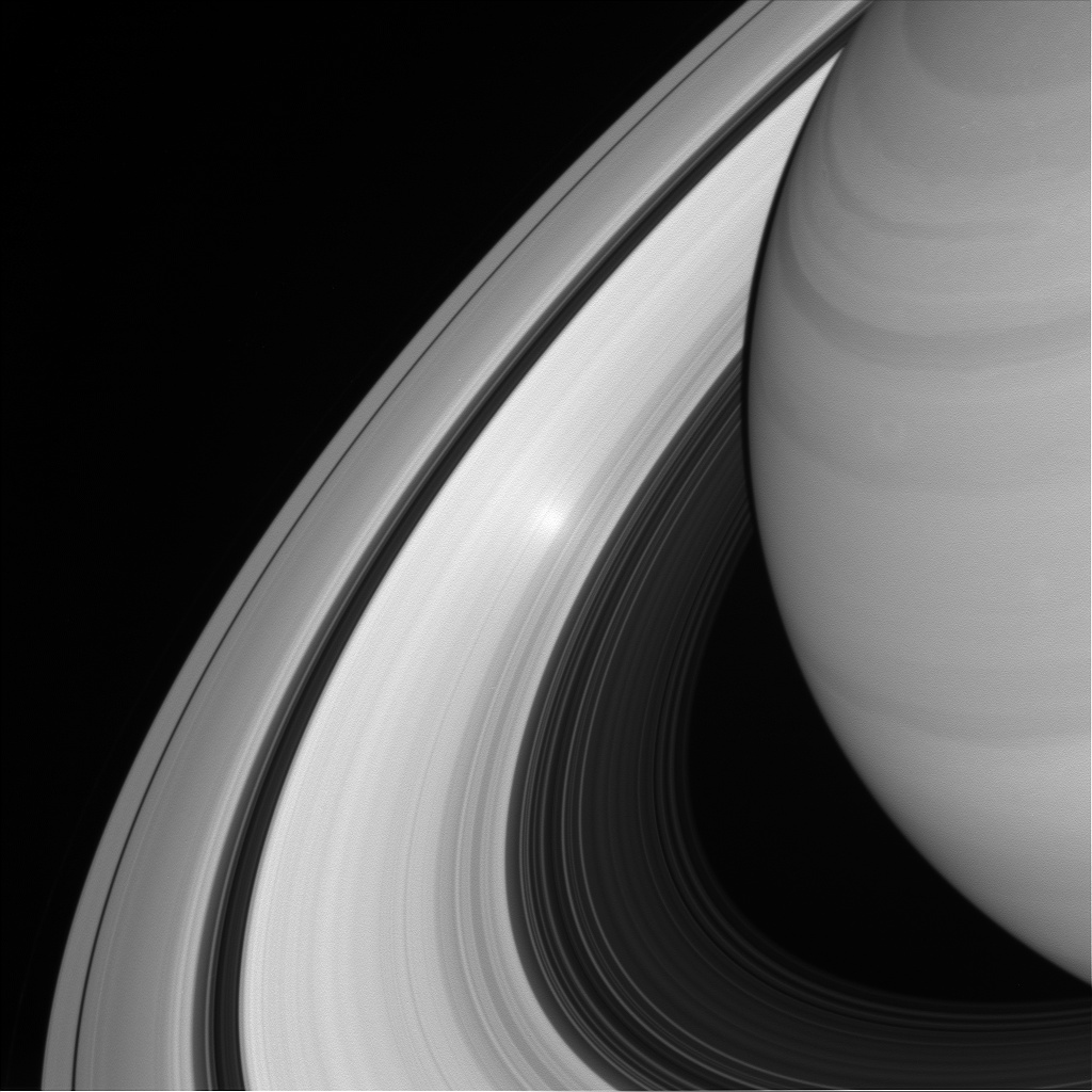 The Sun produces a glowing spot. NASA/JPL.