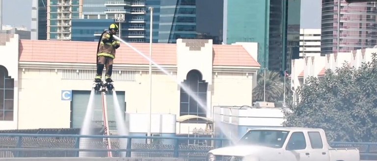 Firefighters Show off New Water-Powered Jetpacks