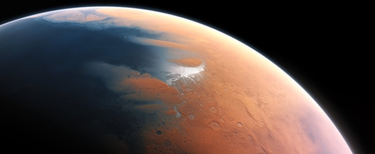 An artist's impression of a 'wet' Mars. Credits: ESO/M. Kornmesser