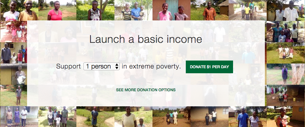 GiveDirectly wants you to fund its basic income program, too. Image credits: GiveDirectly, screenshot
