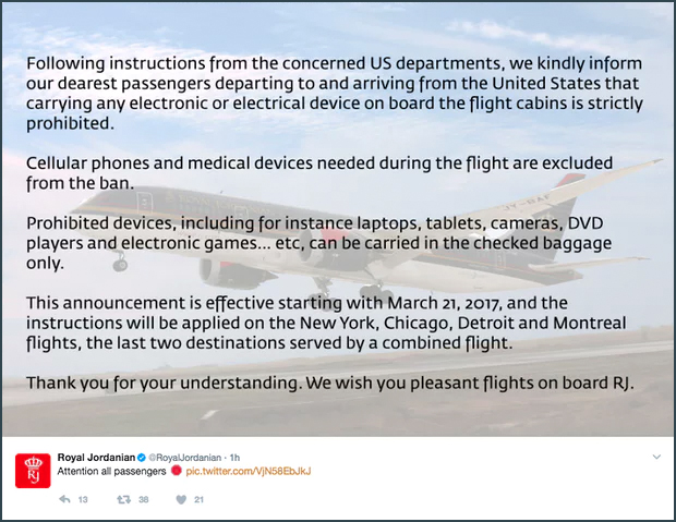 *5* The U.S. Bans Electronic Devices from Foreign Inbound Flights