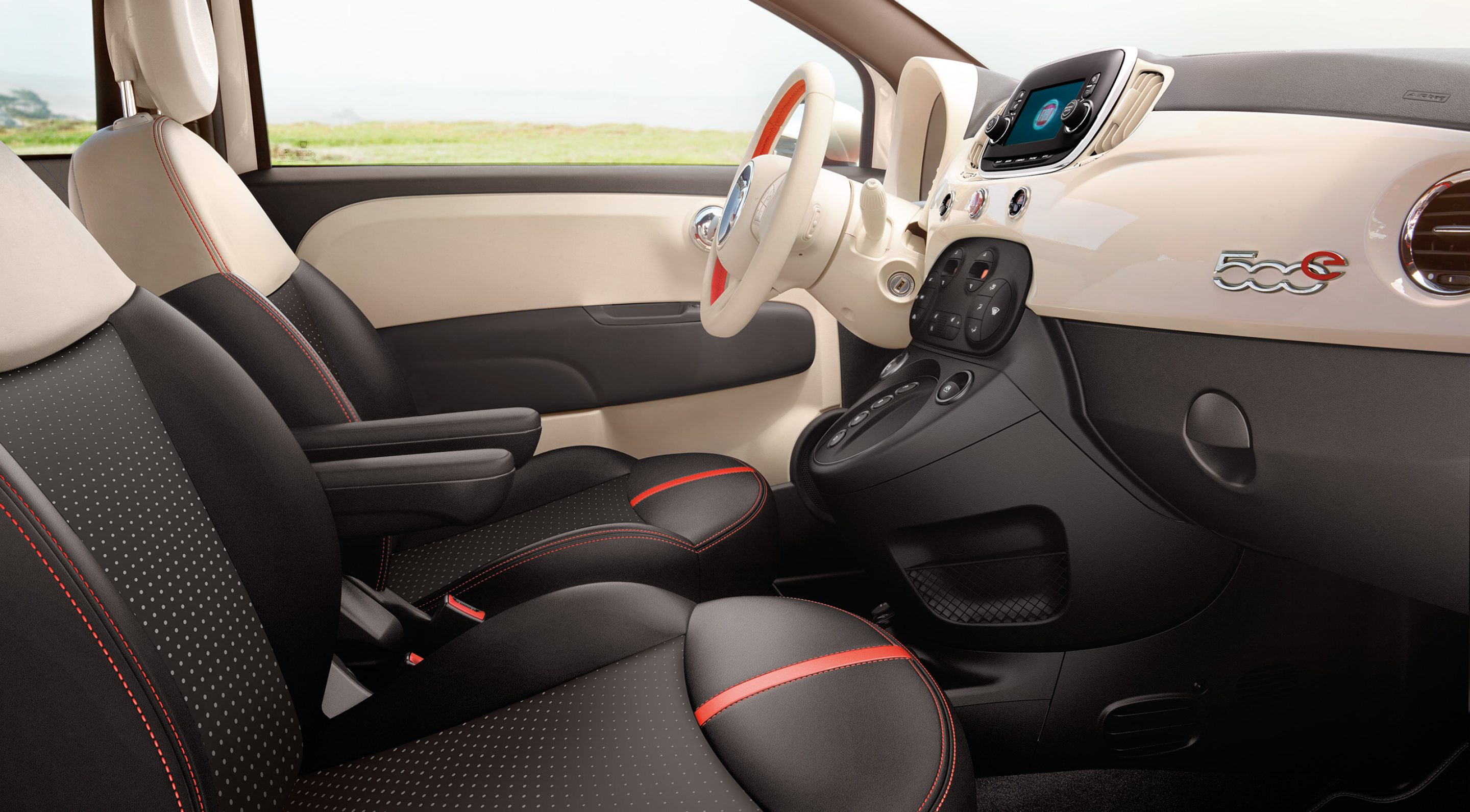 Interior of the 2017 Fiat 500e. Image Credit: Fiat.