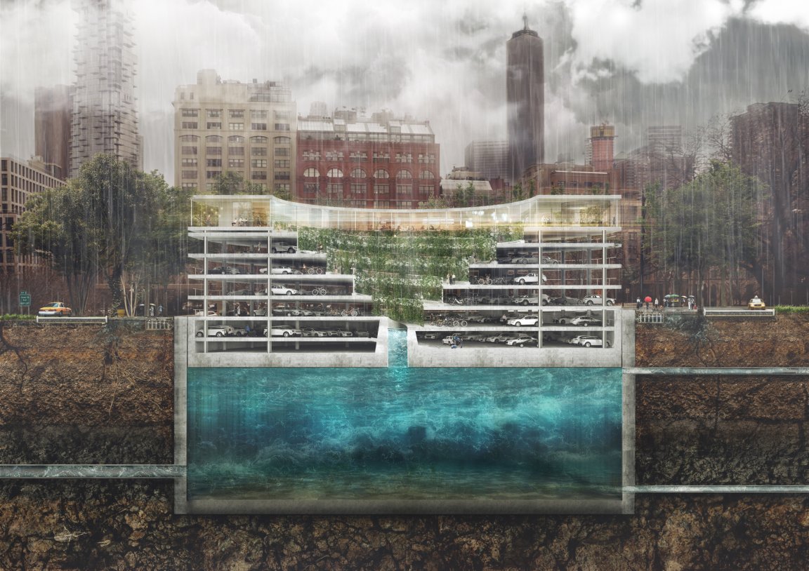 flooding architecture parking garage