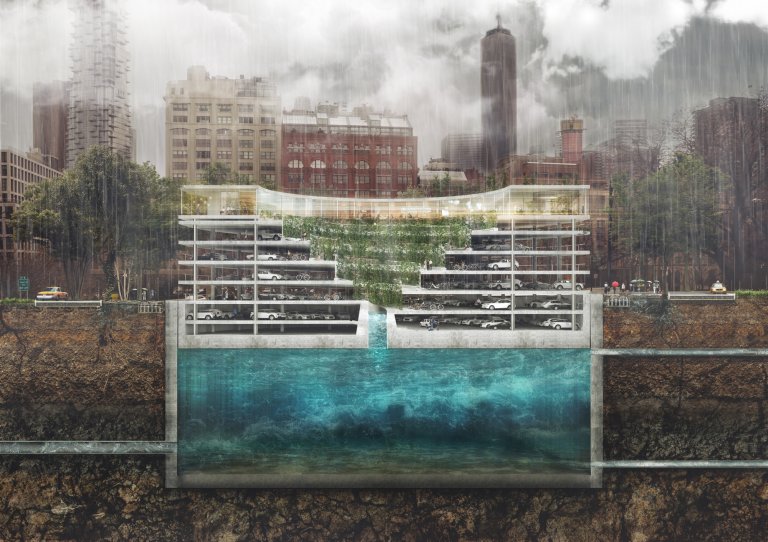 flooding architecture parking garage