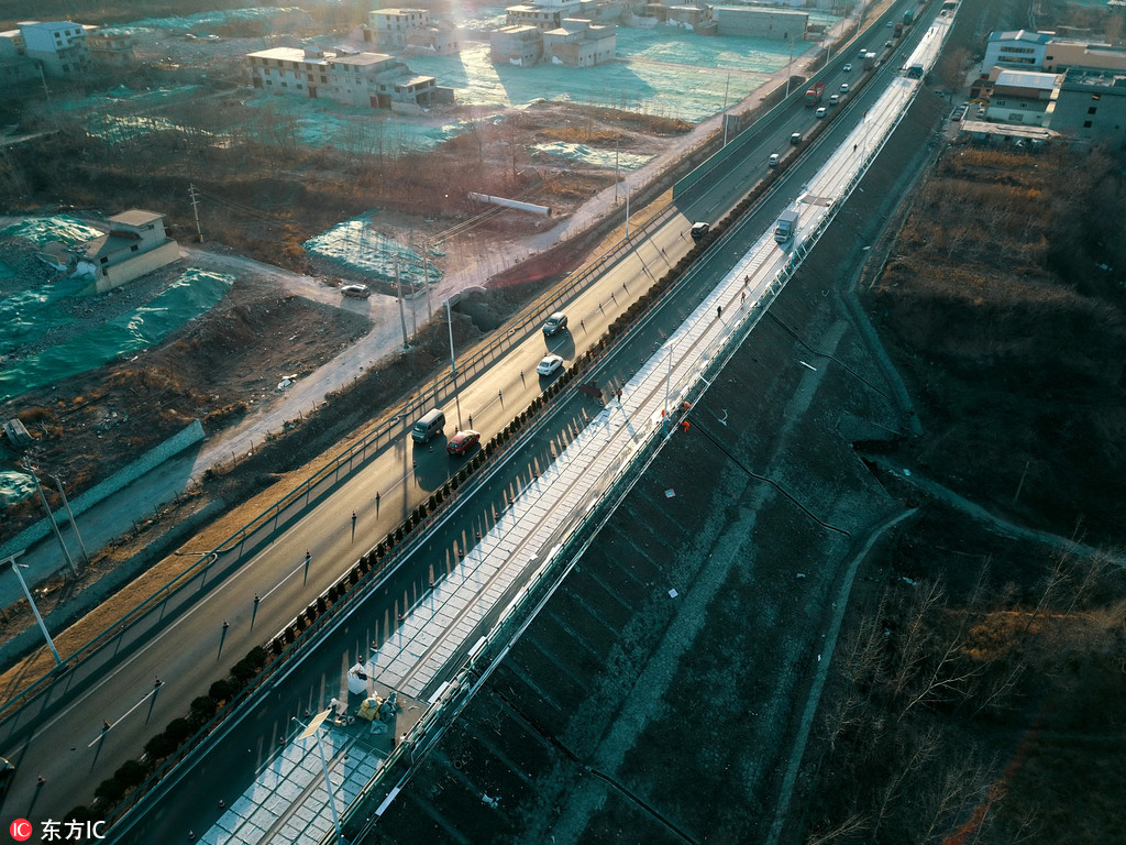 Overhead shot of China's solar highway. Image Credit: People's Network