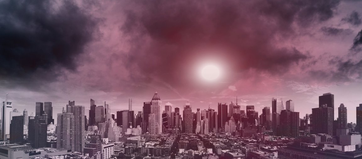 City covered in haze