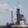 A SpaceX Falcon 9 rocket and Dragon reusable spacecraft await liftoff from NASA Kennedy Space Center in August. (Image credit: NASA TV)