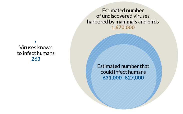 The number of viruses known to infect people is less than 0.1 percent of the total that could potentially do so. Image Credit: D. CARROLL ET AL/SCIENCE 2018