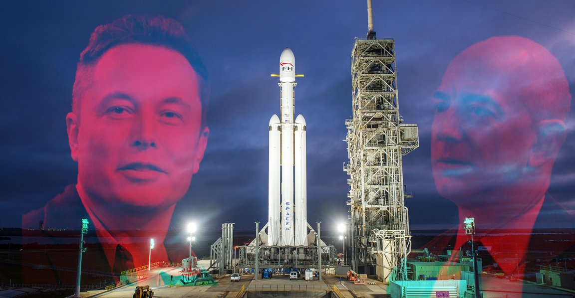 spacex elon musk jeff bezos falcon heavy