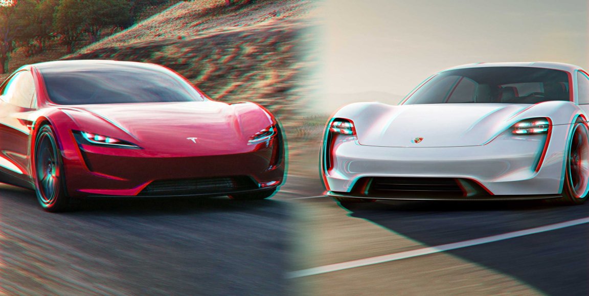 porsche tesla roadster mission e electric sports car