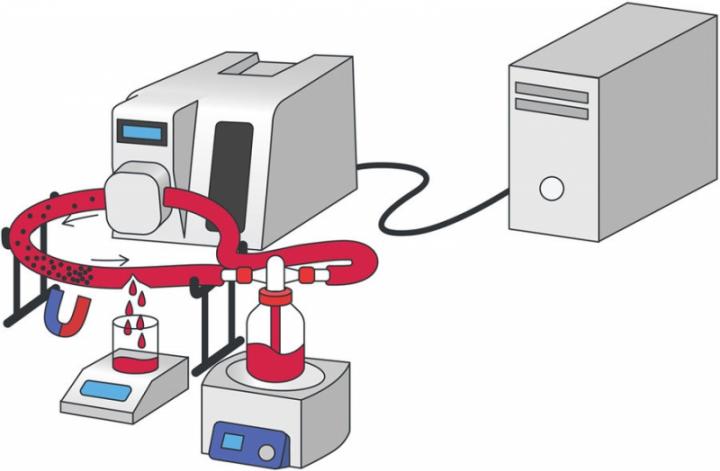 A simulated blood vessel allowed researchers to test the efficiency of this "drug" in treating internal bleeding. 