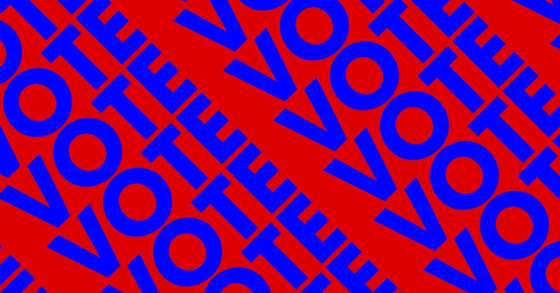 A blue and red "Vote" poster for political apps.