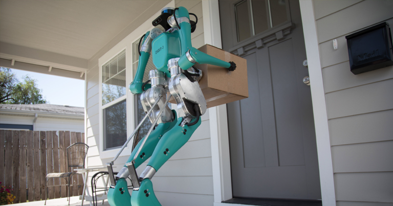 Ford plans to use a bipedal bot called Digit as a delivery robot, pairing it with a self-driving car to bring packages right to customers' doorsteps.