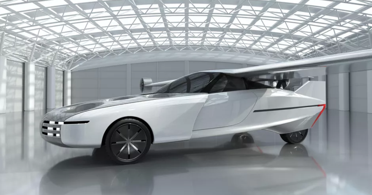 Startup New Future Transportation has unveiled the design for its Aska, a futuristic-looking flying car with a 40-foot wingspan.