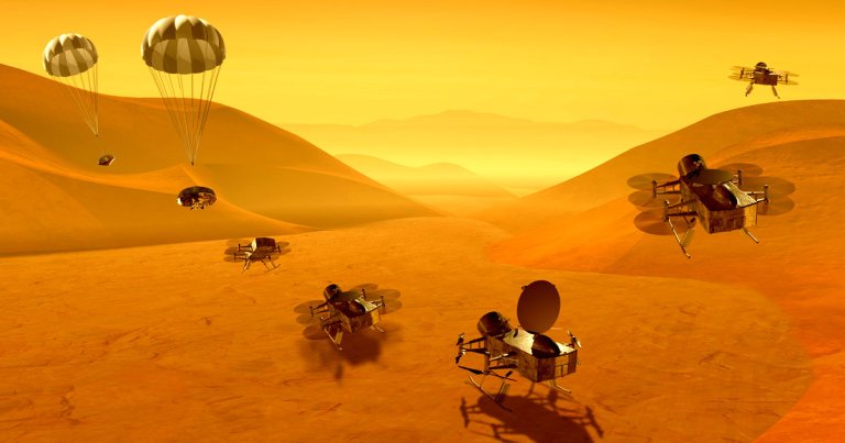 As part of project Dragonfly, NASA is planning to send a small spacecraft to Saturn's moon Titan, a moon with an extremely dense atmosphere.
