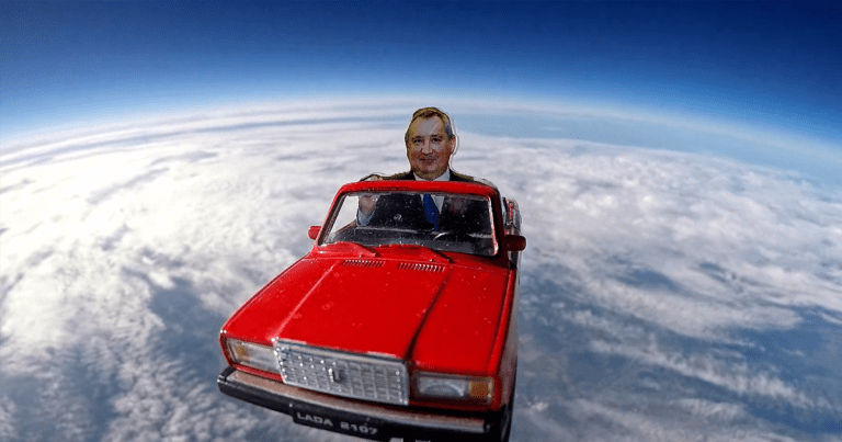 In an apparent dig at Elon Musk, scientists from Russia sent a tiny toy car with a cutout of Roscosmos' Dmitry Rogozin in the driver's seat into space.