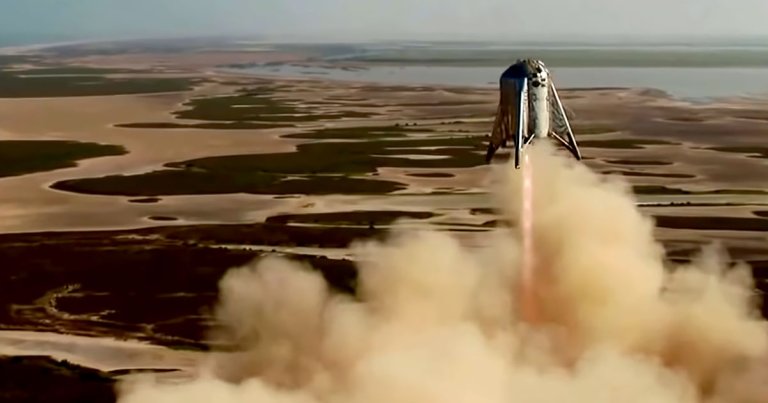 SpaceX's Starhopper finally launched itself some 150 meters (492 feet) into the air Tuesday evening at the company's Boca Chica test facility in Texas.