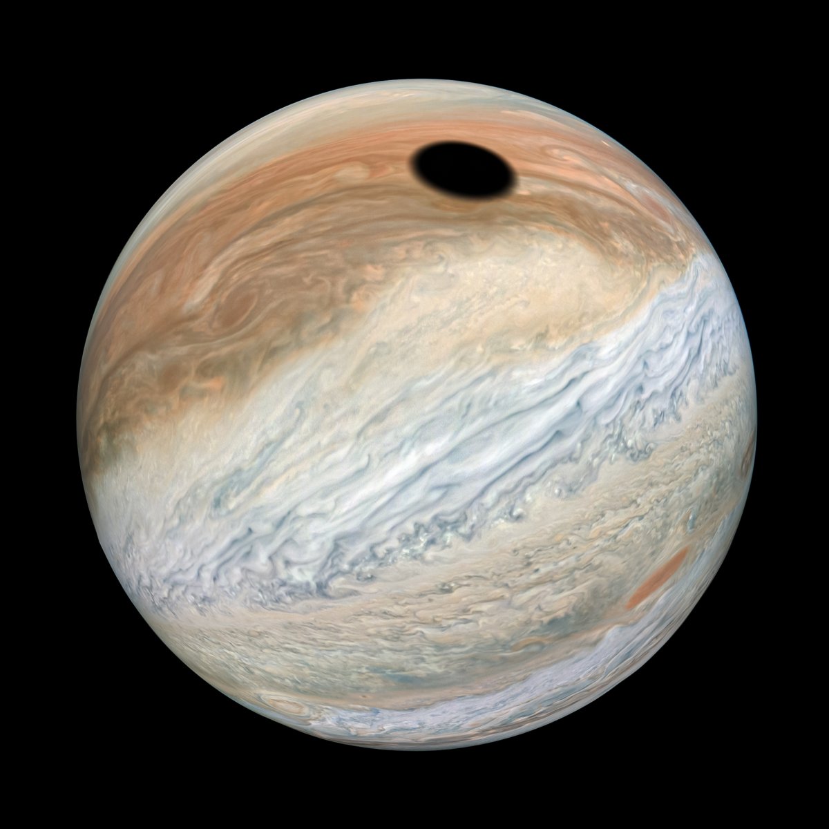 While performing a close flyby of Jupiter, NASA's Juno spacecraft captured several stunning images of a solar eclipse on the gas giant.