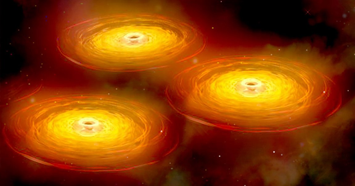 A team of NASA scientists have caught three supermassive black holes in the act of merging together a measly one billion light-years away from Earth.