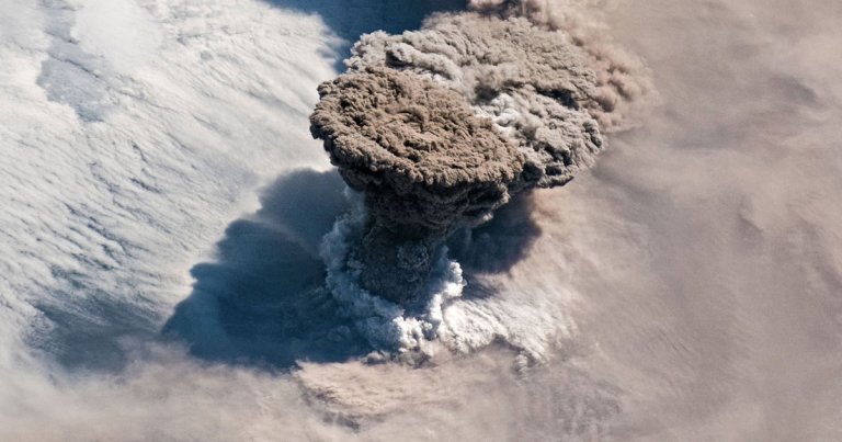 NASA astronauts were treated to an amazing sight on June 22, 2019 when the Raikoke Volcano in Eastern Russia erupted into a massive cloud of dark smoke.