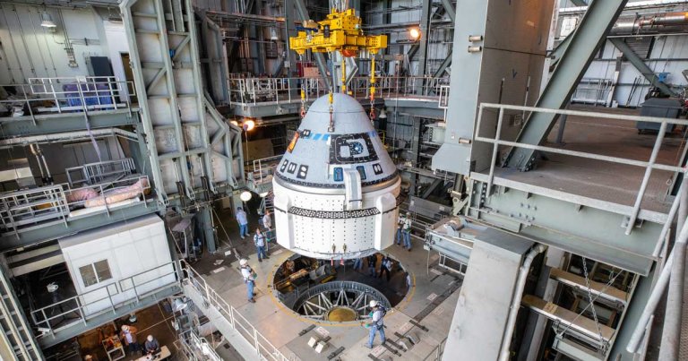 The Boeing Starliner spacecraft has left its hangar and is now attached to the Atlas V rocket that will launch it into space for the first time.