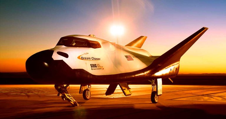 A private orbital systems company is developing the "Dream Chaser," a sleek reusable spacecraft, which NASA will test to shuttle cargo to the Space Station.