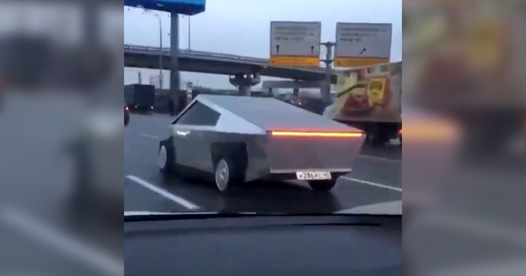 A Russian YouTube channel built a knock-off version of Tesla's Cybertruck and then drove it around the streets of Moscow.