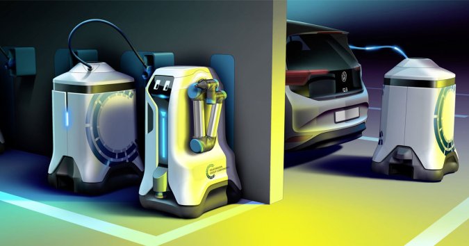 German Auto Bot Volkswagen Unveils Robot That Autonomously Charges Electric Cars
