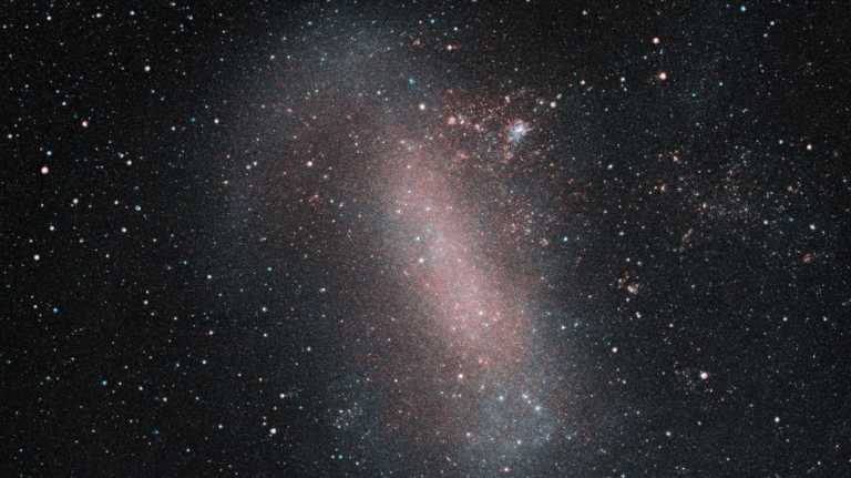 Intense cosmic rays given off by short-lived stars are bombarding a nearby galaxy, the Large Magellanic Cloud, from within.