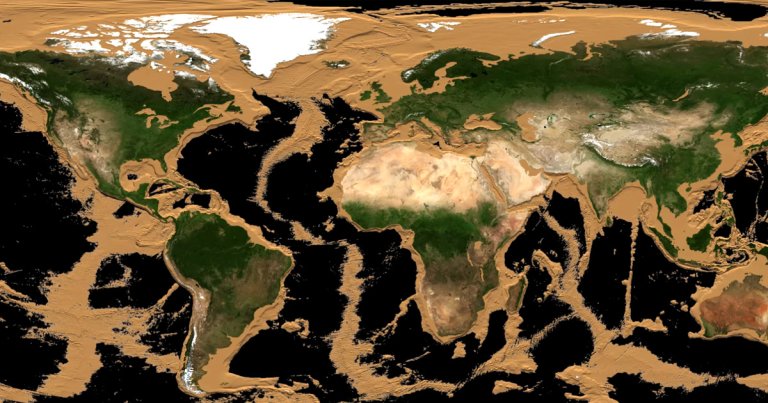 An updated NASA animation reveals what the world would look like if all of Earth's oceans, rivers, and lakes slowly vanished.