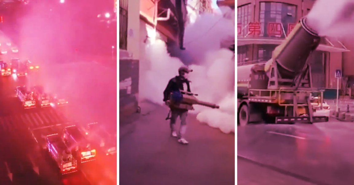 Chinese state-owned newspaper the People's Daily uploaded a video of disinfection work in Wuhan, the epicenter of the coronavirus outbreak.