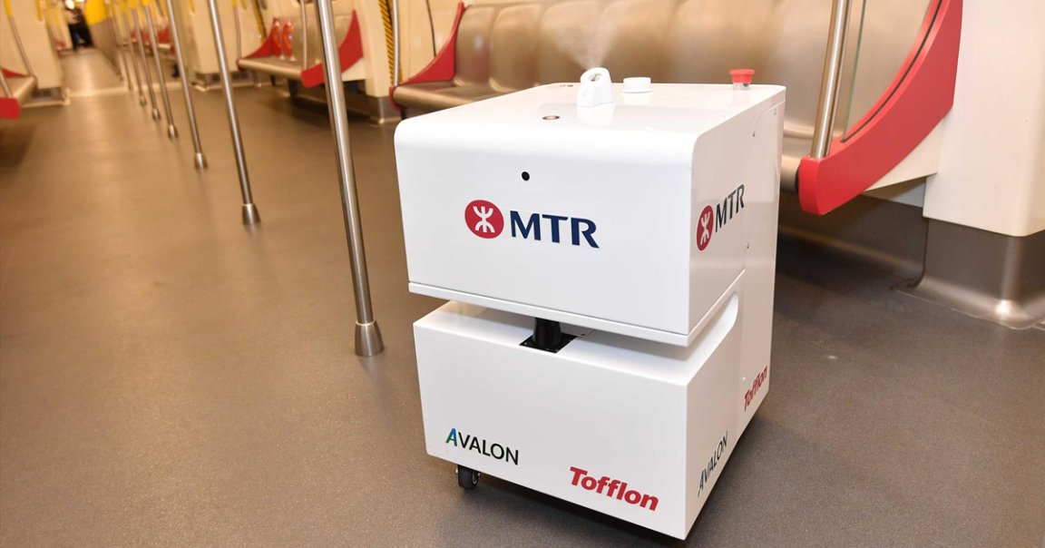 The Hong Kong's Mass Transit Railway (MTR) Corportation rolled out a disinfecting robot to clean subway trains using "vaporised hydrogen peroxide."