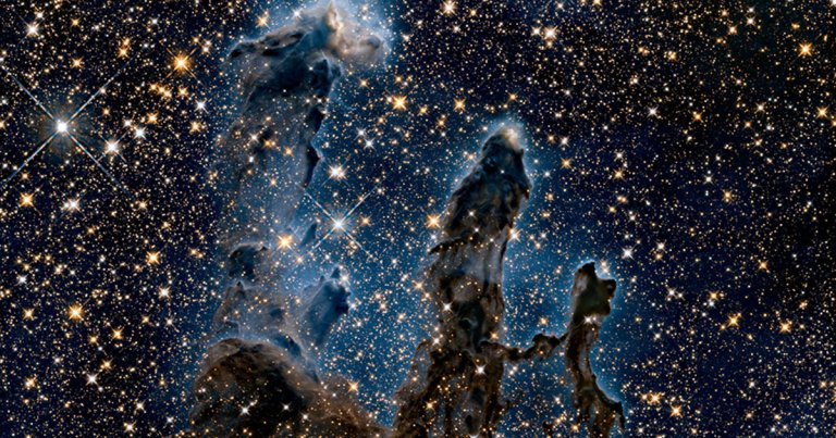 A spectacular new view of the Pillars of Creation, released by NASA, shows the iconic cosmic image in a new light: in infrared.