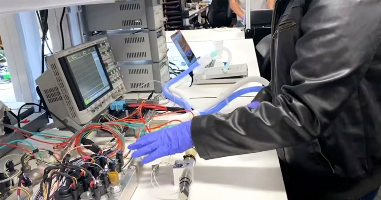 Tesla showed off a working prototype of a ventilator in a video uploaded to YouTube on Sunday to assist during the coronavirus outbreak.
