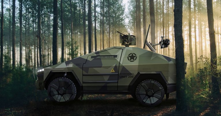 Quake in Terror at this Heavily Militarized Cybertruck