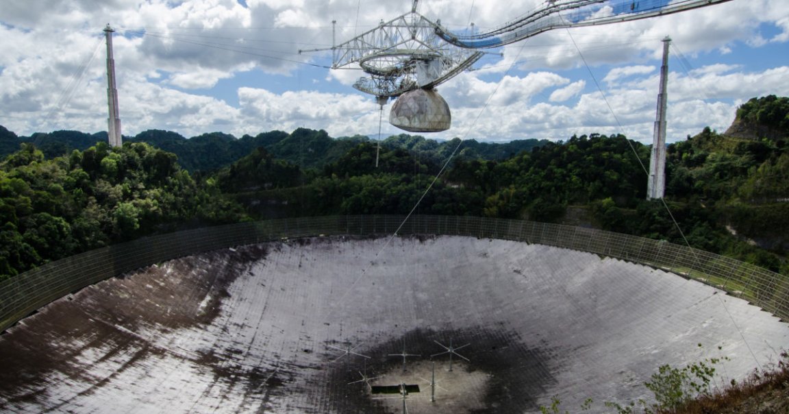 The iconic Arecibo Observatory collapsed on Tuesday, according to officials. The 900-ton platform suspended above the 1,000 foot dish antenna crashed.