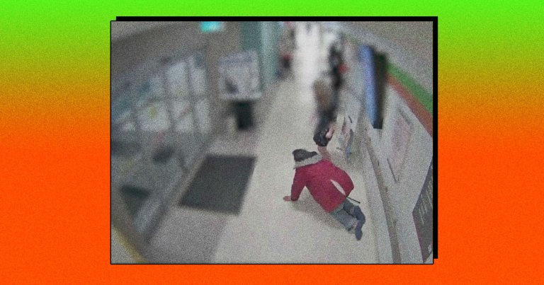 Disturbing footage shows a man in excruciating pain crawling out of a hospital after medical staff dismissed his pain as imaginary.