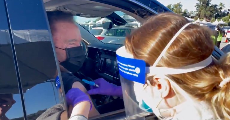 Arnold Schwarzenegger joined the list of politicians and public figures who used their coronavirus vaccination to urge others to get vaccinated as well.