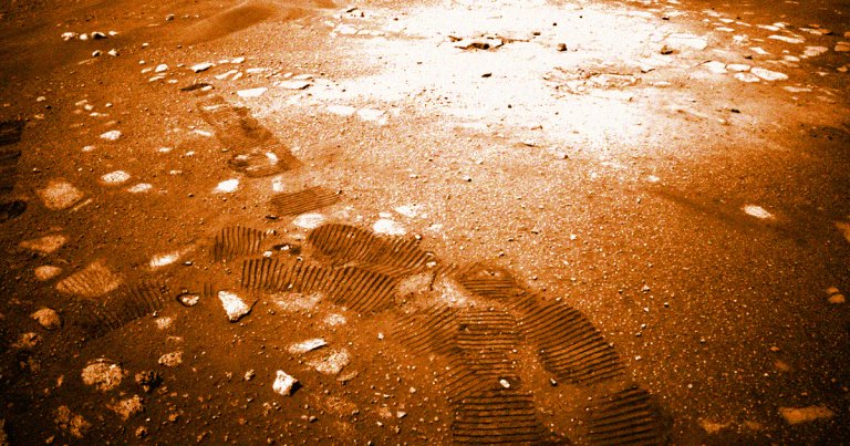NASA's Perseverance Mars rover is officially on the move.Recently uploaded images show the six-wheeled robot's tracks imprinted in the dust around it.
