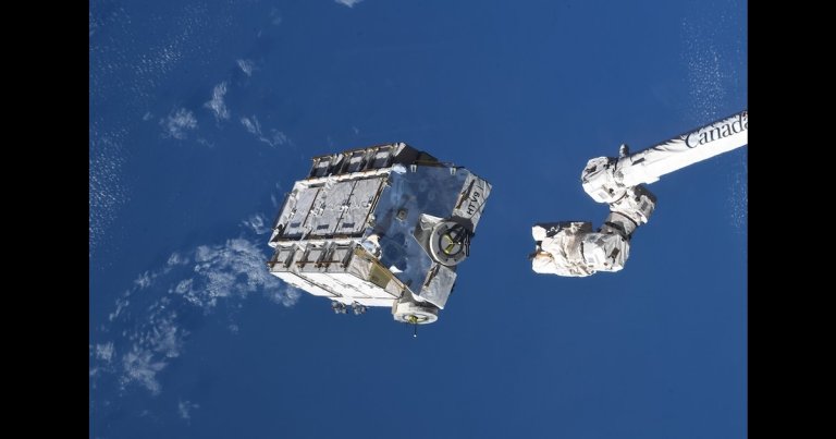 The International Space Station recently jettisoned a nearly three ton piece of garbage into low Earth orbit. The trash is made up of old batteries.