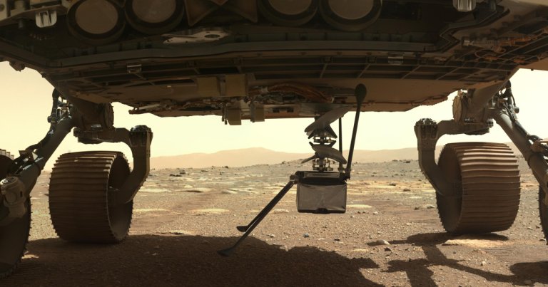 NASA's Mars Perseverance rover is getting ready to gently lower the agency's Ingenuity helicopter onto the Martian surface below it.