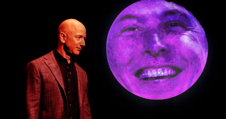 SpaceX CEO Elon Musk is taking potshots at Blue Origin founder Jeff Bezos after SpaceX won out over Blue Origin for a NASA contract.