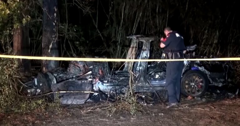 A Tesla Model S crashed into a tree and burst into flames on Saturday evening — but investigators of the wreck found nobody in the driver's seat.