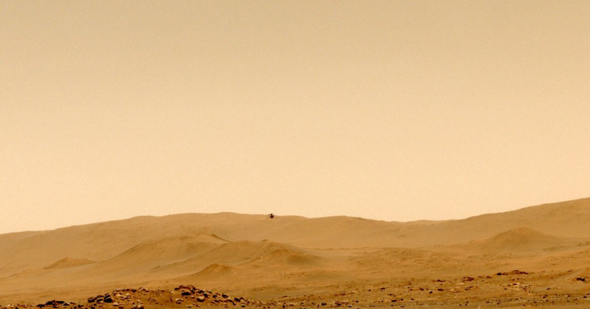 NASA's Ingenuity Mars Helicopter successfully completed its fifth flight — a one-way trip to the Martian craft's new home base.