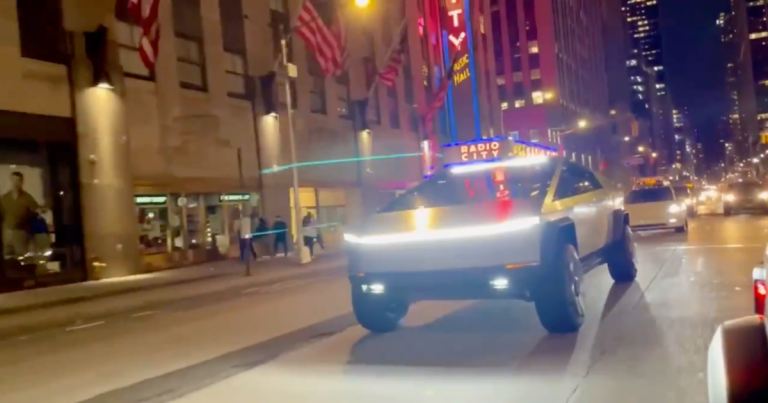 Tesla drove their much anticipated Cybertruck through the streets of New York City — and broke a few traffic laws while doing it.