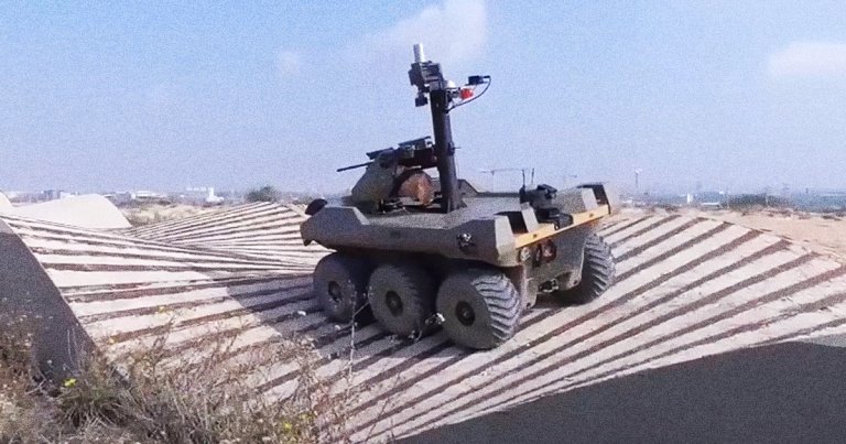 Israel has deployed a military robot called the Jaguar, which is armed with a machine gun, to the border of the Gaza Strip.